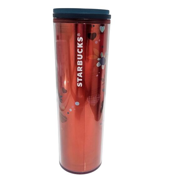 Starbucks 2023 Valentine's Red Confetti Floral Cold Swivel Top Tumbler 16OZ New - Picture 3 of 6